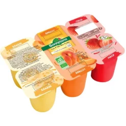 Desserts fruités fraise banane abricot Les P'tits Bios Fruits - 6 x 50 g
