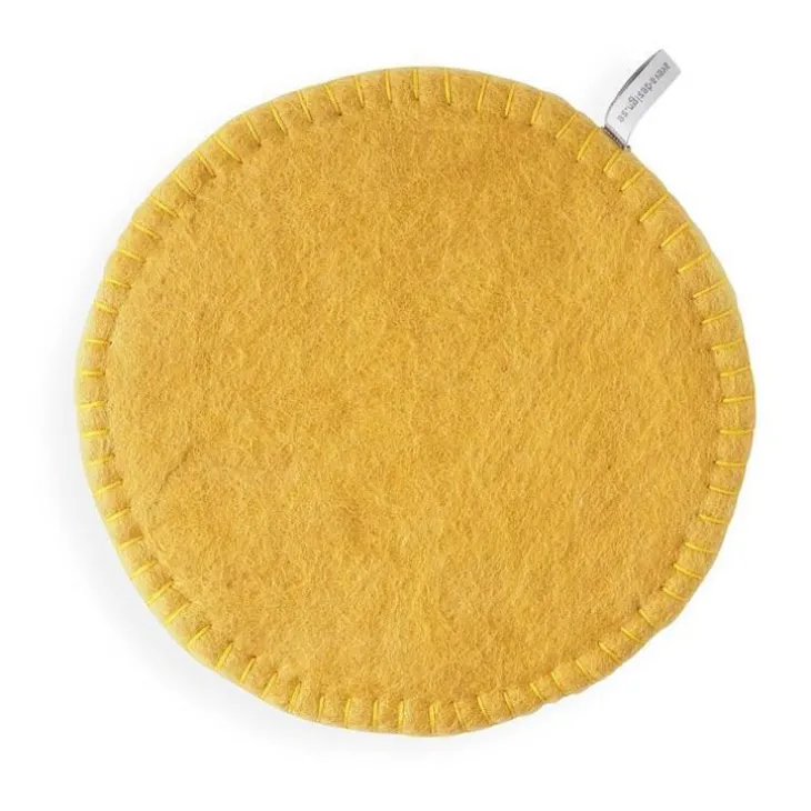 Dessous de plat coloris jaune en laine Duo - Ø 21 cm