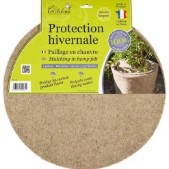 Disque de chanvre pour protection hivernale de plantes Ø 40 cm - Les deux pièces