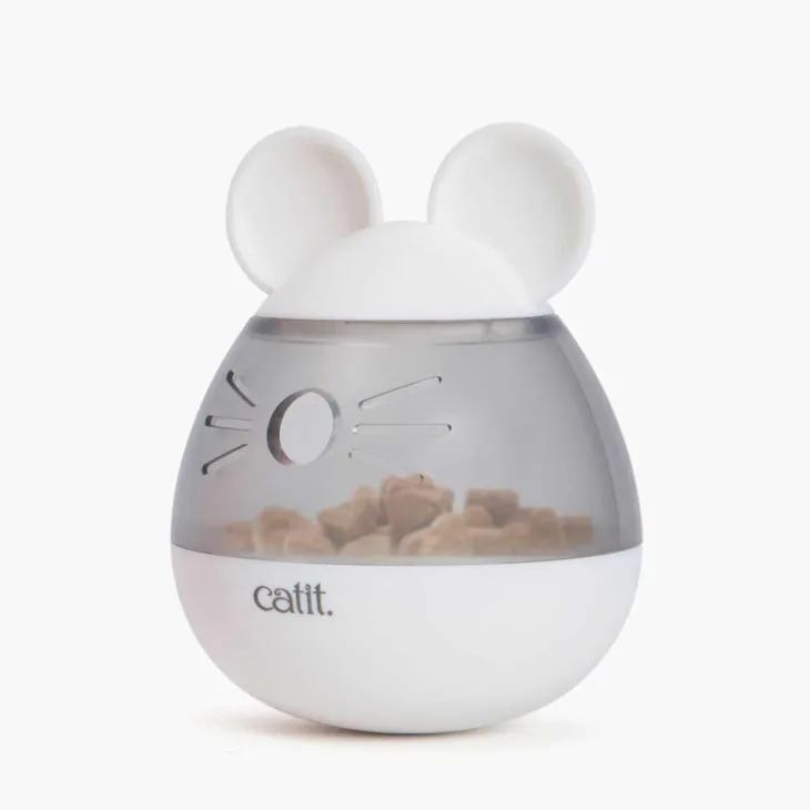Distributeur de friandises pour chat coloris blanc en forme de souris Catit Pixi