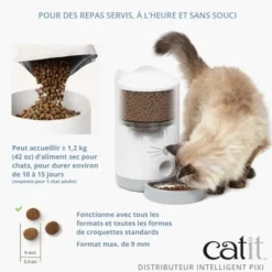 Distributeur de nourriture pour chat coloris blanc Pixi Smart Wifi Catit – 1,2 kg