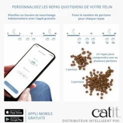 Distributeur de nourriture pour chat coloris blanc Pixi Smart Wifi Catit – 1,2 kg