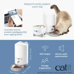 Distributeur de nourriture pour chat coloris blanc Pixi Smart Wifi Catit – 1,2 kg