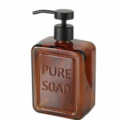 Distributeur de savon en verre laqué marron Puro - 9,8 x 6,2 x 18 cm