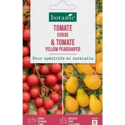 Duo de graines tomate cerise et tomate yellow pearshaped botanic® - graines à semer