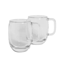 Duo de tasses coloris transparente en verre double paroi Horae - 350 ml