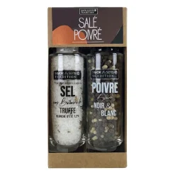 Duo sel à la truffe blanche et poivre noir et blanc 175g