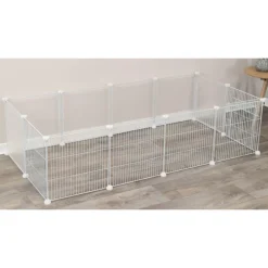 Enclos intérieur modulable pour lapin et cochon d'inde coloris blanc Trixie – 140 x 35 x 70 cm