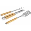 Ensemble de 3 accessoires pour barbecue en acier inoxydable et bambou