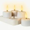 Ensemble de 4 bougies LED rechargeables à effet flamme blanc chaud - Ø 4 x H 5 cm