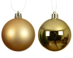 Ensemble de 12 boules en plastique recyclé or brillant et mat - Ø 6 cm