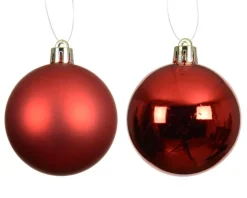 Ensemble de 12 boules en plastique recyclé rouge brillant et mat - Ø 6 cm