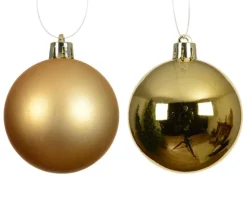 Ensemble de 6 boules en plastique recyclé or brillant et mat - Ø 8 cm