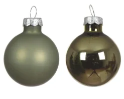 Ensemble de 20 boules en verre brillant et mat vert romarin - Ø 6 cm