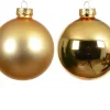 Ensemble de 6 boules en verre brillant et mat or clair - Ø 8 cm