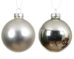 Ensemble de 6 boules en verre brillant et mat argent - Ø 8 cm
