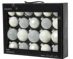 Ensemble de 21 boules en verre émaillé et mat blanc d’hiver - Ø 7 cm