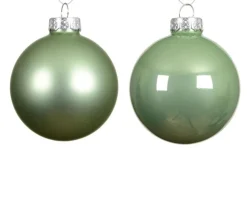 Ensemble de 16 boules en verre émaillé et mat matcha green - Ø 3,5 cm