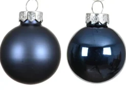 Ensemble de 16 boules en verre brillant et mat bleu nuit - Ø 3,5 cm