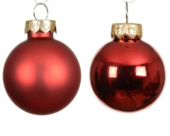 Ensemble de 16 boules en verre brillant et mat rouge - Ø 3,5 cm