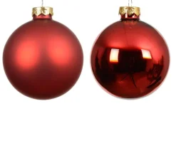 Ensemble de 6 boules en verre brillant et mat rouge - Ø 8 cm