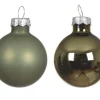 Ensemble de 6 boules en verre brillant et mat vert romarin - Ø 8 cm