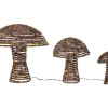 Ensemble de 3 champignons en résine marron à 270 micro-LED blanc orangé pour extérieur - Ø 50 x H 45 cm
