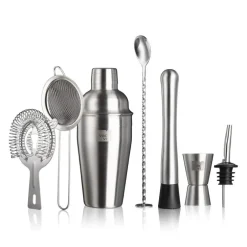 Ensemble pour cocktail en acier argent Vacuvin - les 7 pièces