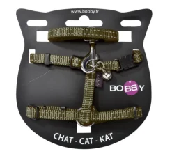 Ensemble sellerie pour chat coloris vert en nylon harnais et laisse Bobby Safe - Taille XS