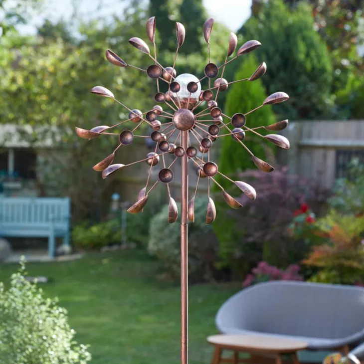 Eolienne solaire Breeze coloris marron en métal Smartgarden - 215 x 58 x 25 cm