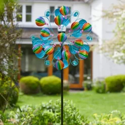 Eolienne solaire SkyRunner coloris bleu en métal Smartgarden - 213 x 58 x 25,5 cm