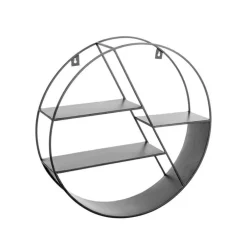 Etagère murale ronde 3 plateaux coloris noir en métal - 62 x 15 x 62 cm