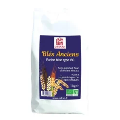 Farine de blés anciens demi complète T80 bio en sachet de 1 kg