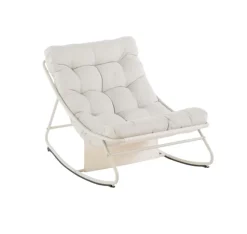 Fauteuil à bascule Lilas coloris beige en acier - 78 x 107 cm