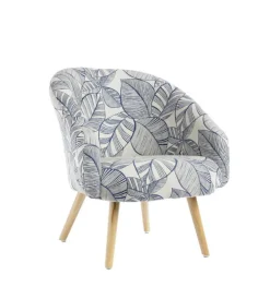 Fauteuil coloris bleu en bois et coton Clayton Malia - 66 x 70 x 72 cm