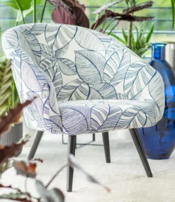 Fauteuil coloris bleu en bois et coton Clayton Malia - 66 x 70 x 72 cm