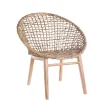 Fauteuil coloris marron assise en teck et abaca - 78 x 78 x 80 cm
