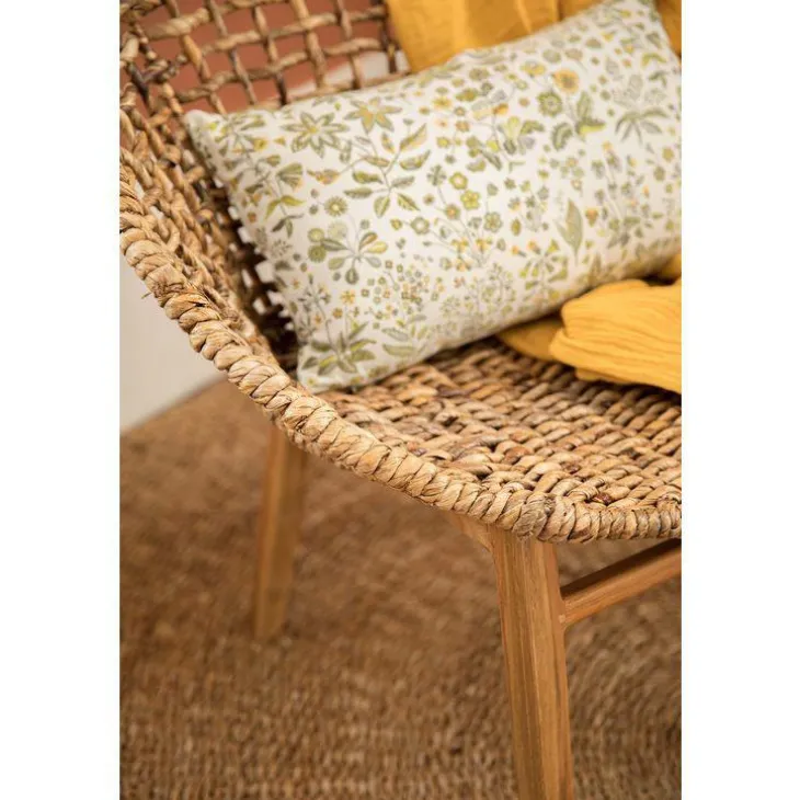 Fauteuil coloris marron assise en teck et abaca - 78 x 78 x 80 cm