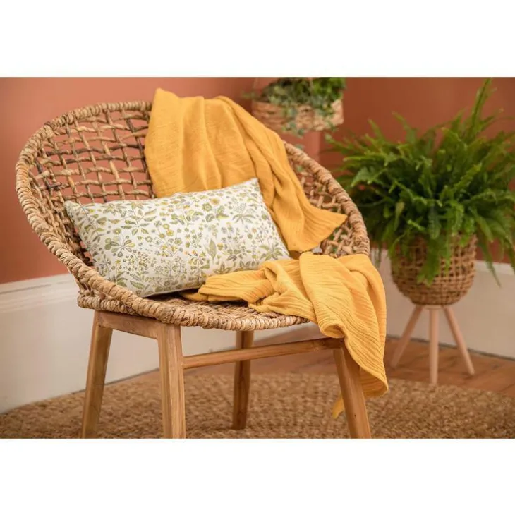 Fauteuil coloris marron assise en teck et abaca - 78 x 78 x 80 cm