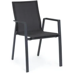 Fauteuil de jardin en aluminium et textilène anthracite BIZZOTTO Krion