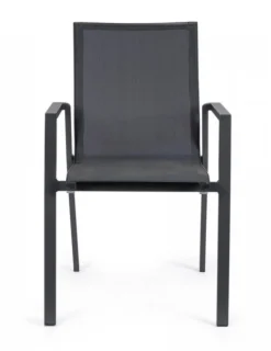 Fauteuil de jardin en aluminium et textilène anthracite BIZZOTTO Krion