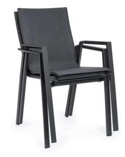 Fauteuil de jardin en aluminium et textilène anthracite BIZZOTTO Krion
