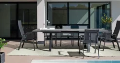 Fauteuil de jardin en aluminium et textilène anthracite BIZZOTTO Krion