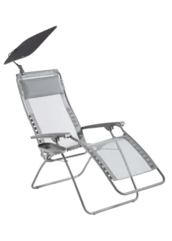 Fauteuil de relaxation de jardin Relax Zen édition silex Velio® coloris gris Lafuma - 68 x 88 x 115 cm