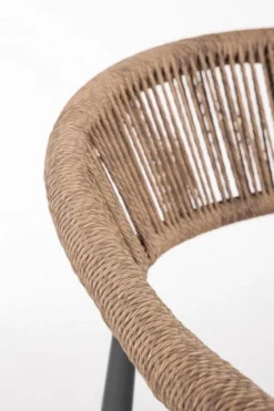 Fauteuil empilable anthracite et naturel, aluminium et résine, BIZZOTTO JANDIA