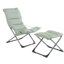 Fauteuil en aluminium et toile Oléfine vert sauge Fiam Fiesta Soft - 86/99 x 62 cm