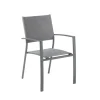 Fauteuil en aluminium et toile polyester anthracite Talia - 59 x 56 x 88 cm