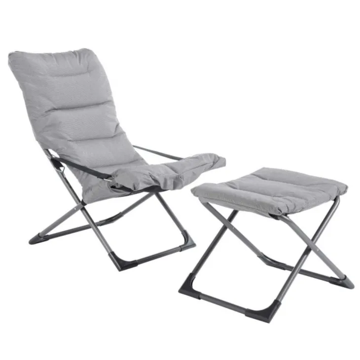Fauteuil en aluminium et toile Oléfine gris Fiam Fiesta Soft - 86/99 x 62 cm