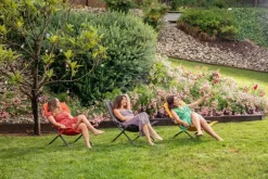 Fauteuil relax en aluminium graphite et toile textylène grise Easy - 127 x 61 x 28,5 cm