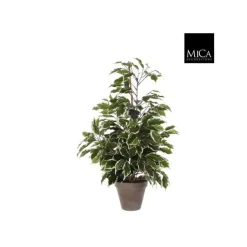 Ficus Exotica vert panaché plante artificielle en pot gris H 65 x Ø 60 cm